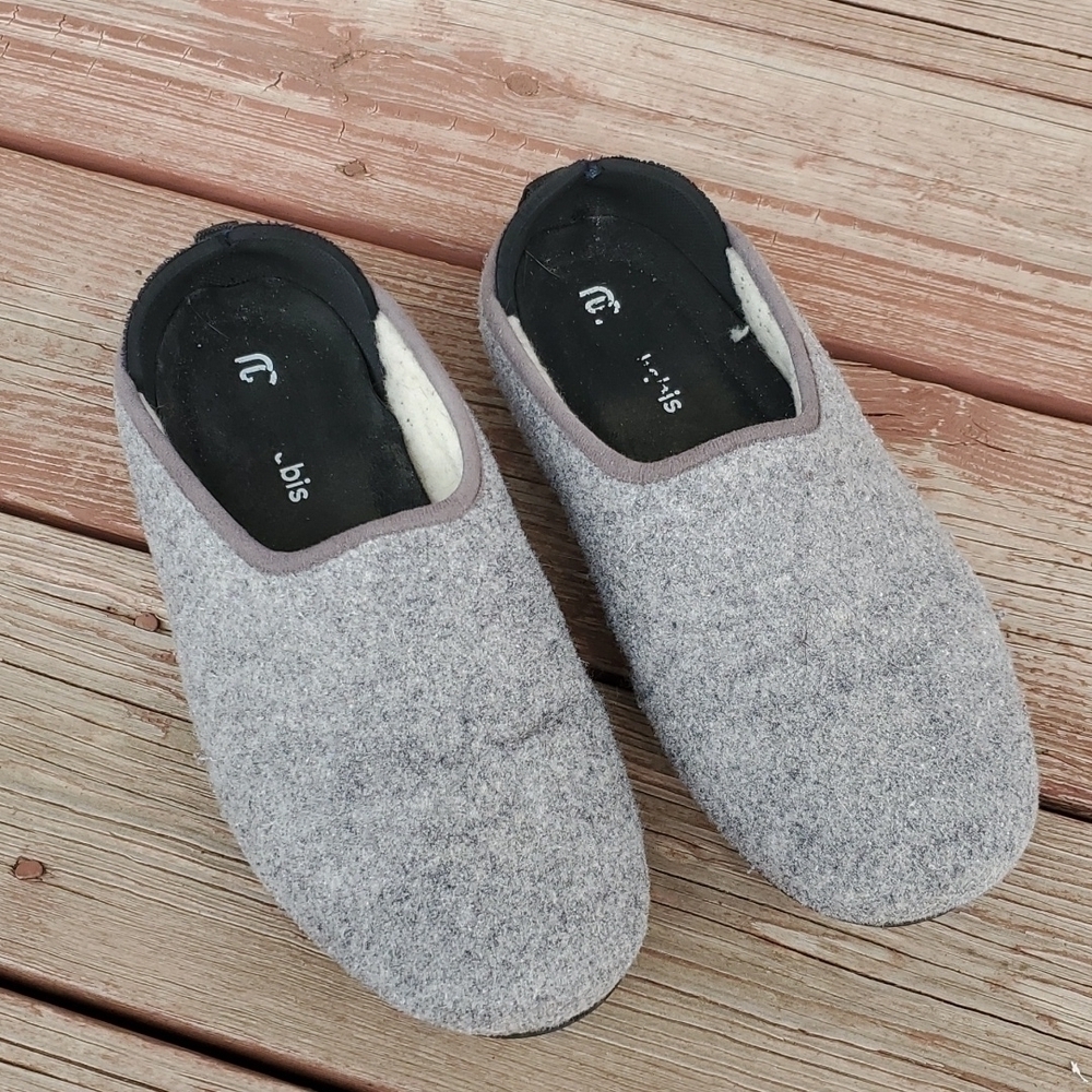 Mahabis 100%wool Women Grey Classic Slipper sz 40 US 8.5-9